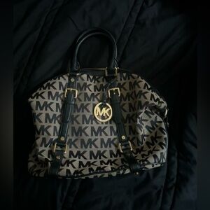 Black, Beige & Gold Micheal Kors Tote Bag